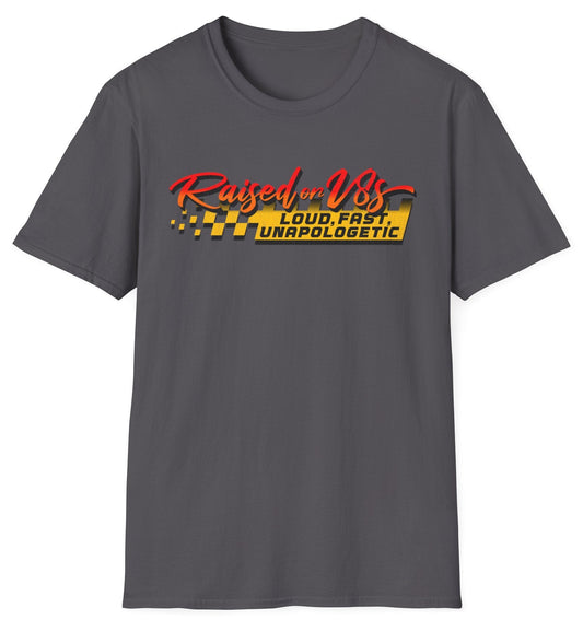 Raised on V8s Tee - Gildan Softstyle