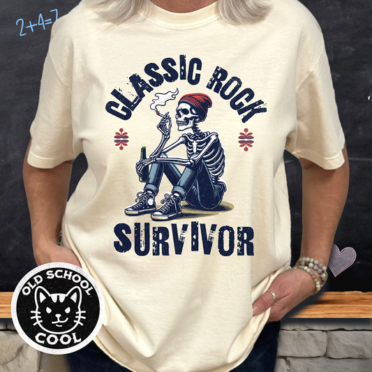 Classic Rock Survivor Skeleton Tee - Front Graphic