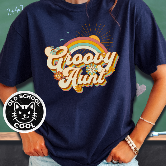 Groovy Aunt Hippie Rainbow Tee