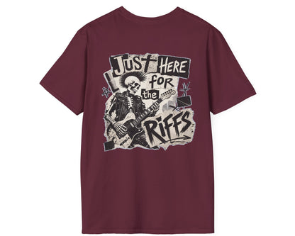 Just Riffs Skeleton Tee - Back + Pocket-style Design - Gildan Softstyle
