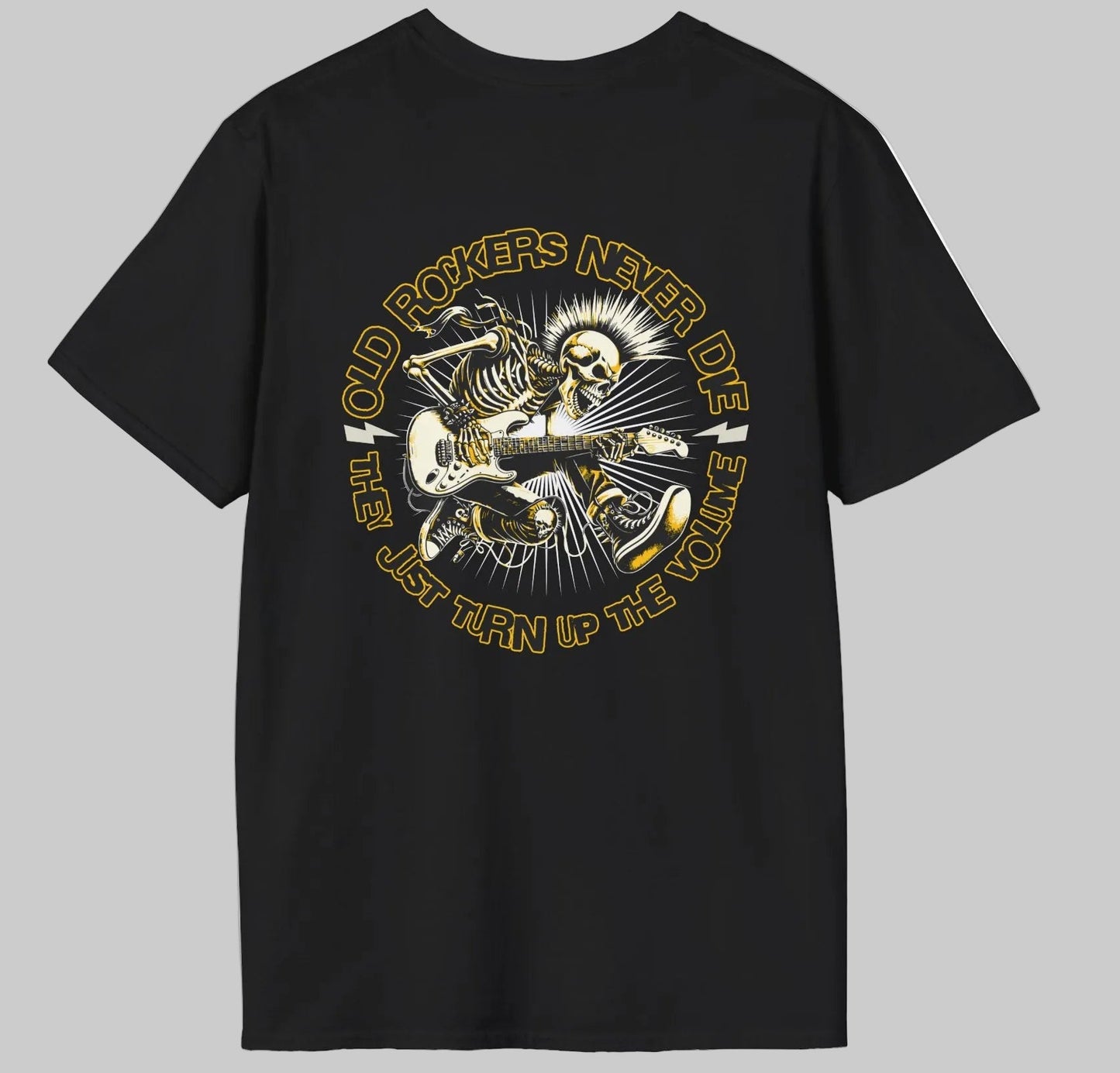 Old Rockers Never Die | Back Design | Gildan Softstyle