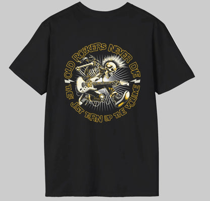 Old Rockers Never Die | Back Design | Gildan Softstyle