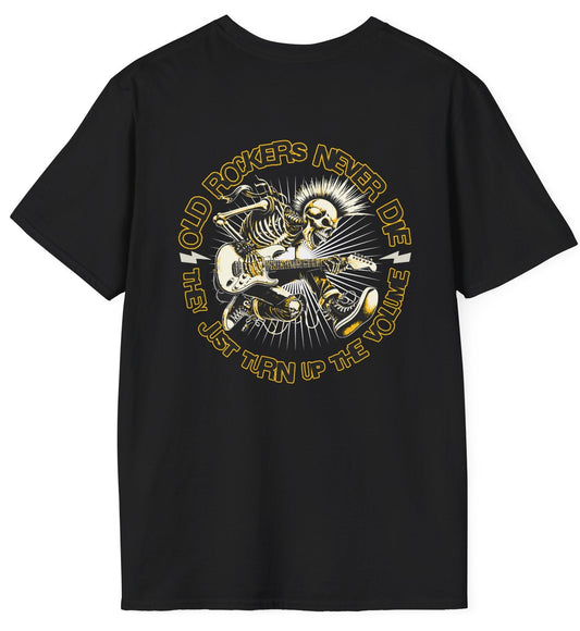Old Rockers Never Die | Back Design | Gildan Softstyle