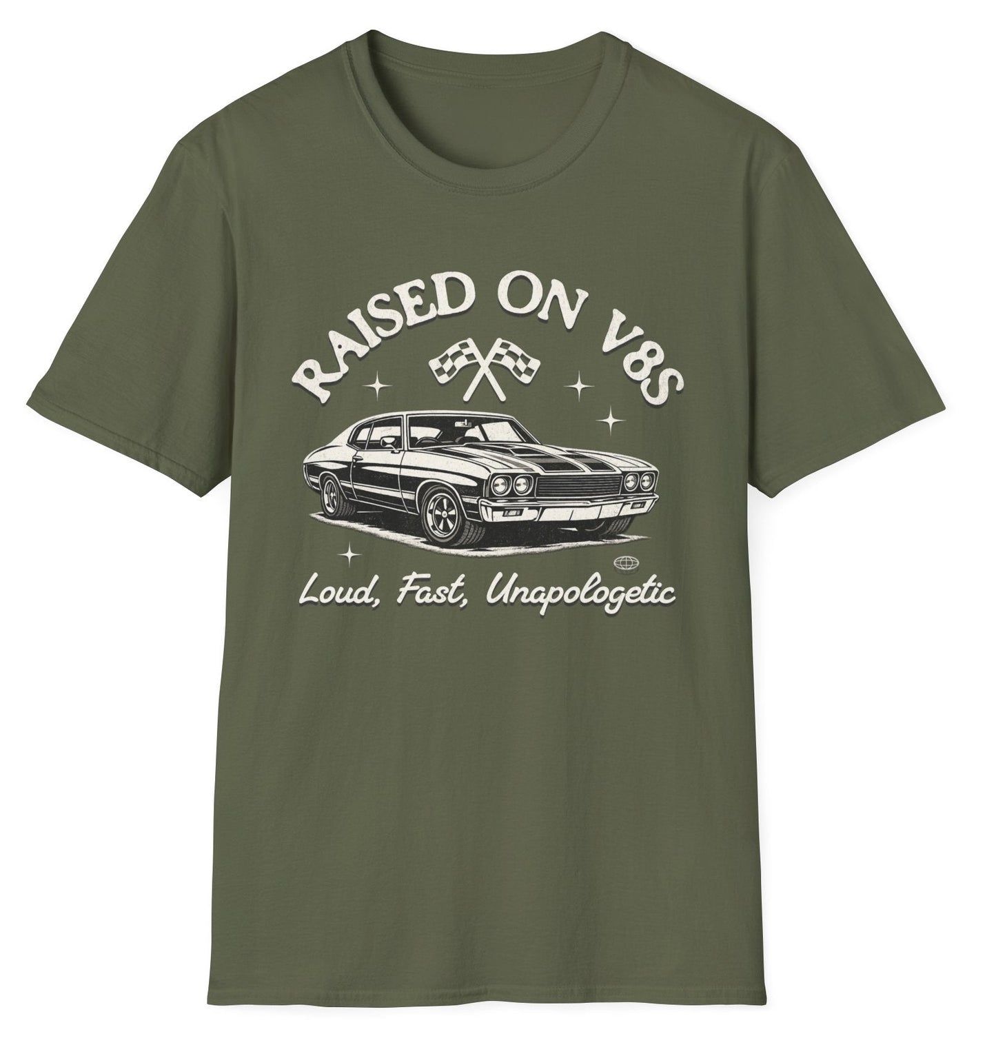 Raised on V8s Tee - Gildan Softstyle