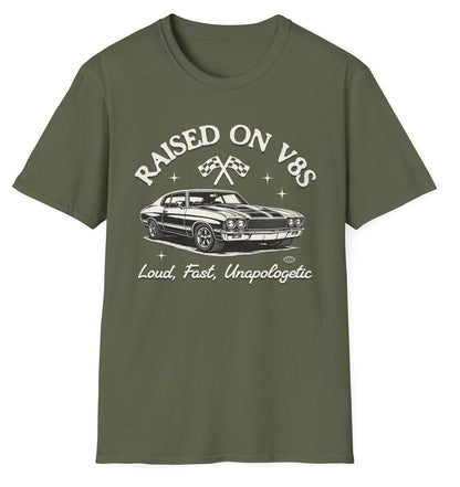 Raised on V8s Tee - Gildan Softstyle