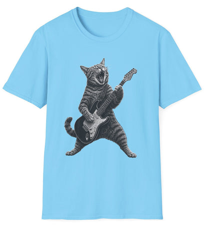 Rock Cat Guitarist Tee - Gildan Softstyle