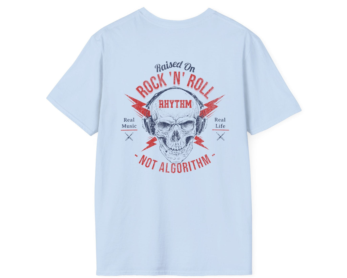 Rock 'N' Roll Rhythm Tee - Full  Back + Pocket-style Design - Gildan Softstyle