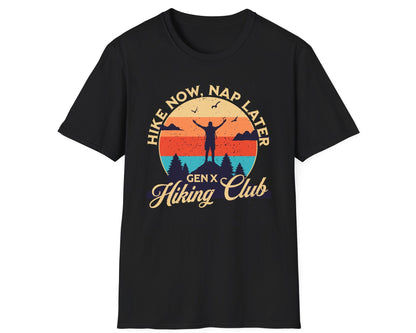 Hike Now, Nap Later Sunset Tee - Gildan Softstyle