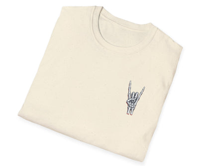 Classic Rock Survivor Skeleton Tee - Back + Pocket-style Design - Gildan Softstyle