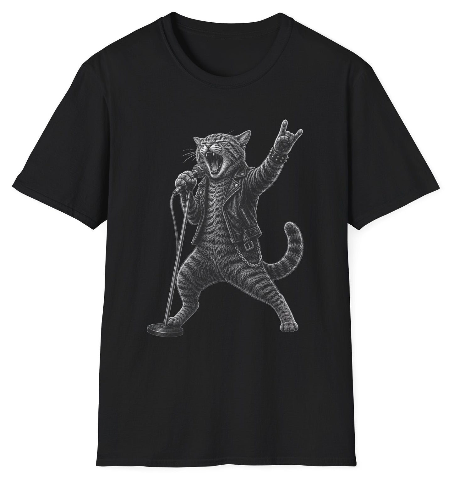 Rock Cat Singer - Gildan Softstyle