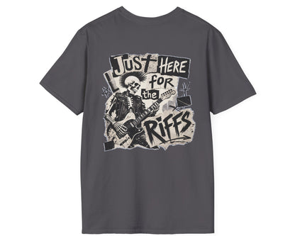Just Riffs Skeleton Tee - Back + Pocket-style Design - Gildan Softstyle
