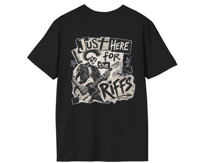 Just Riffs Skeleton Tee - Back + Pocket-style Design - Gildan Softstyle