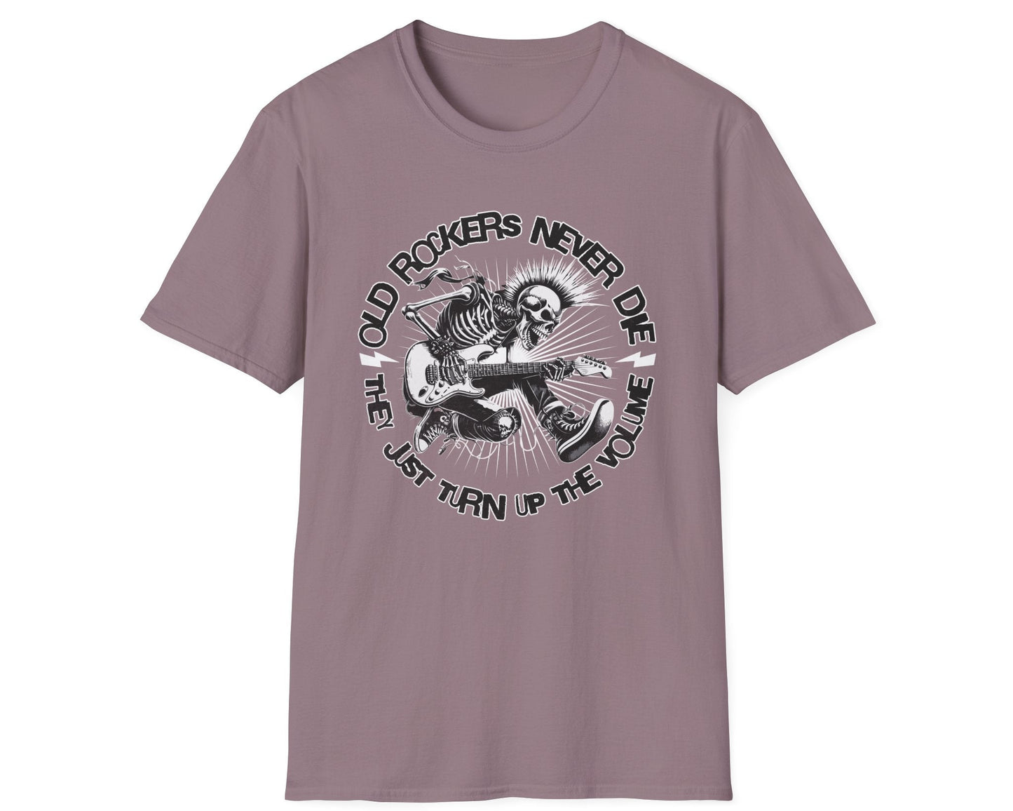 Old Rockers Never Die Tee - Front Graphic - Gildan Softstyle