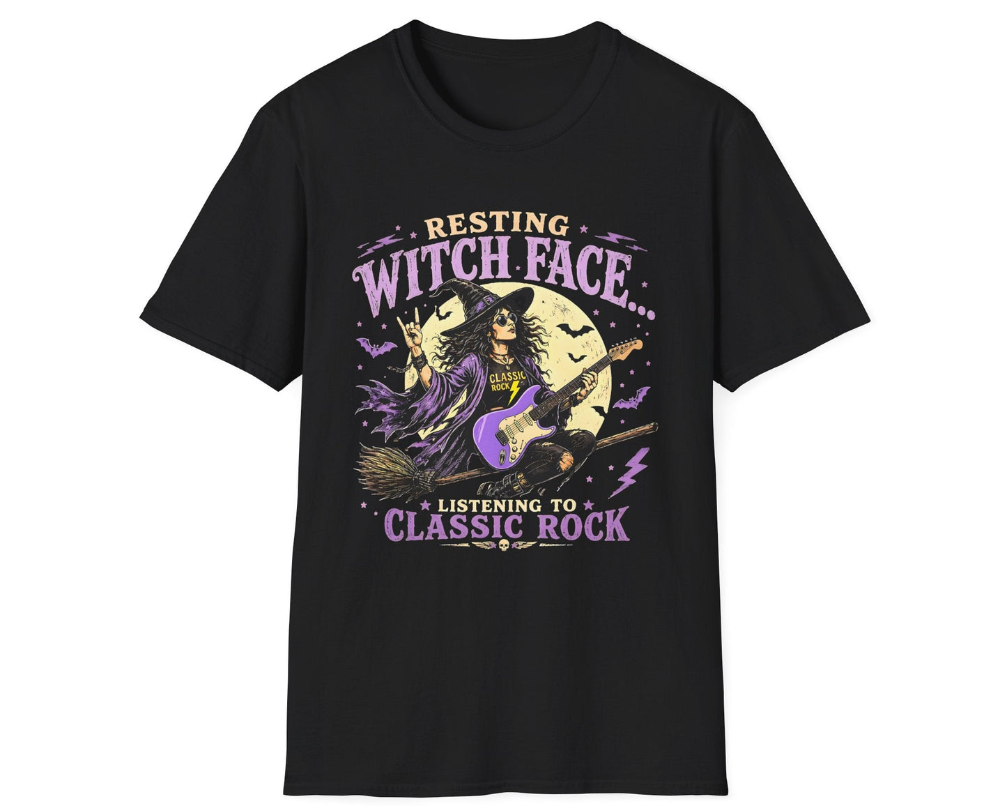 Classic Rock Witch Face Tee - Gildan Softstyle