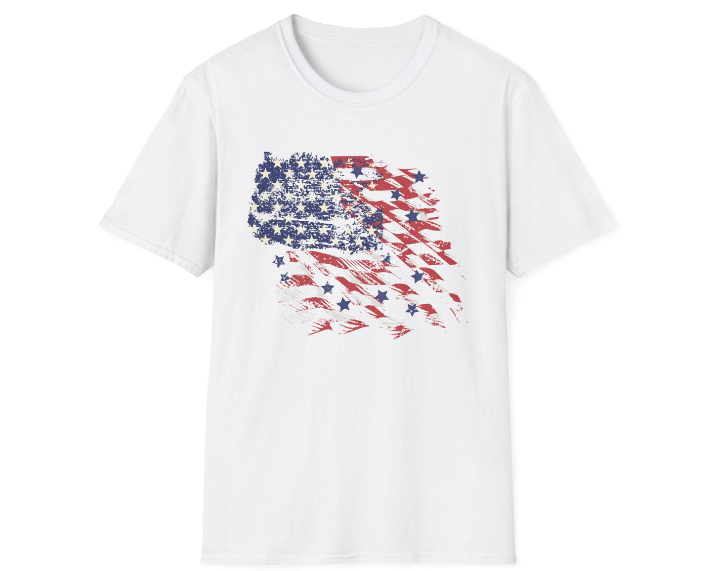 Distressed Abstract American Tee - Gildan Softstyle