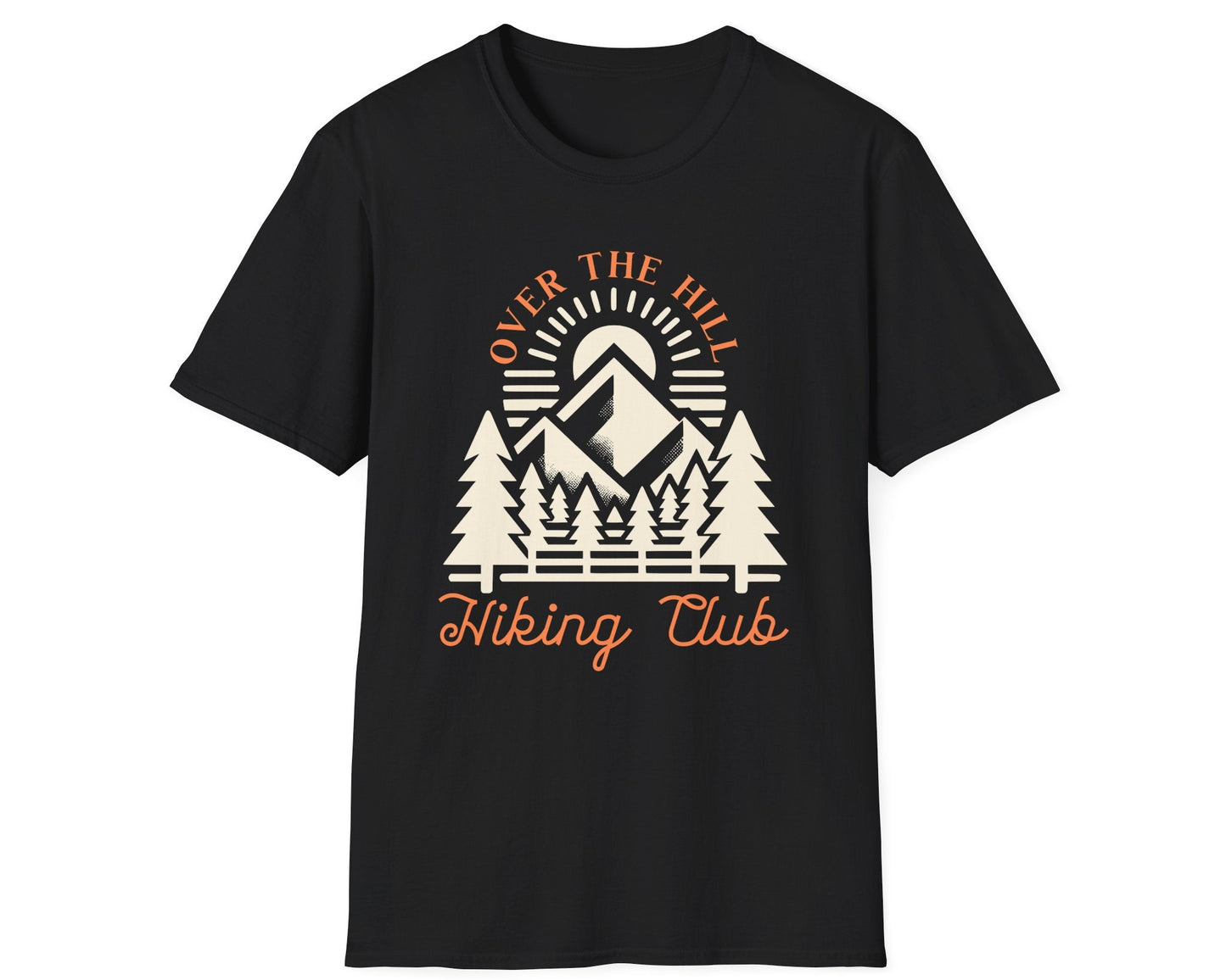 Over the Hill Hiking Club Mountain Tee - Gildan Softstyle