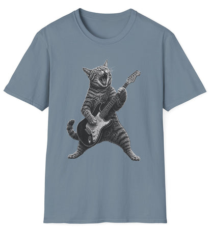 Rock Cat Guitarist Tee - Gildan Softstyle