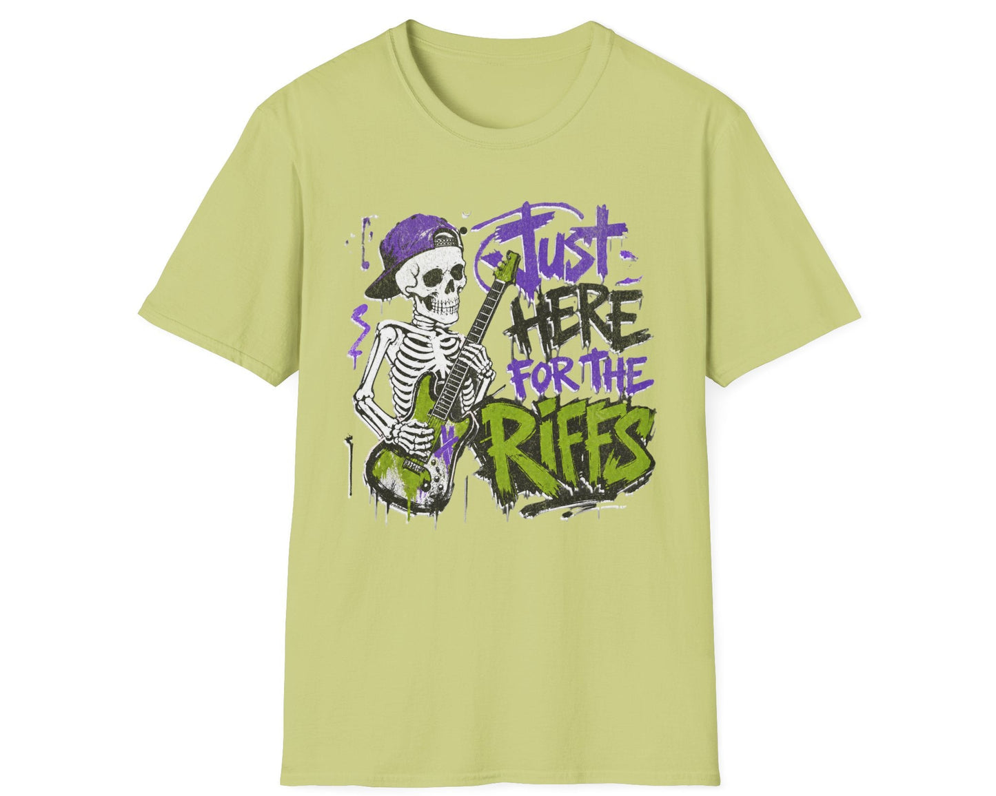 Skeleton Riffs Tee - Front Graphic - Gildan Softstyle