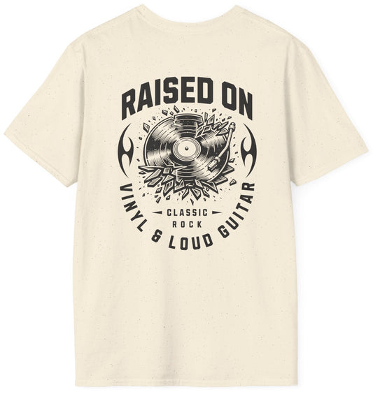 Raised on Vinyl & Loud Guitar Tee - Back + Pocket-style Design - Gildan Softstyle