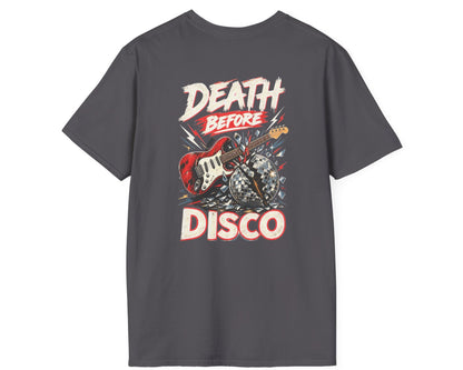 Death Before Disco Tee - Back + Pocket-style Design - Gildan Softstyle