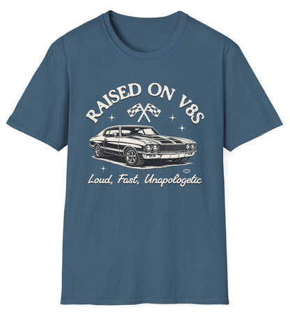 Raised on V8s Tee - Gildan Softstyle