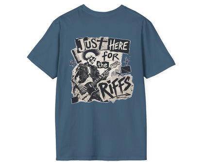 Just Riffs Skeleton Tee - Back + Pocket-style Design - Gildan Softstyle