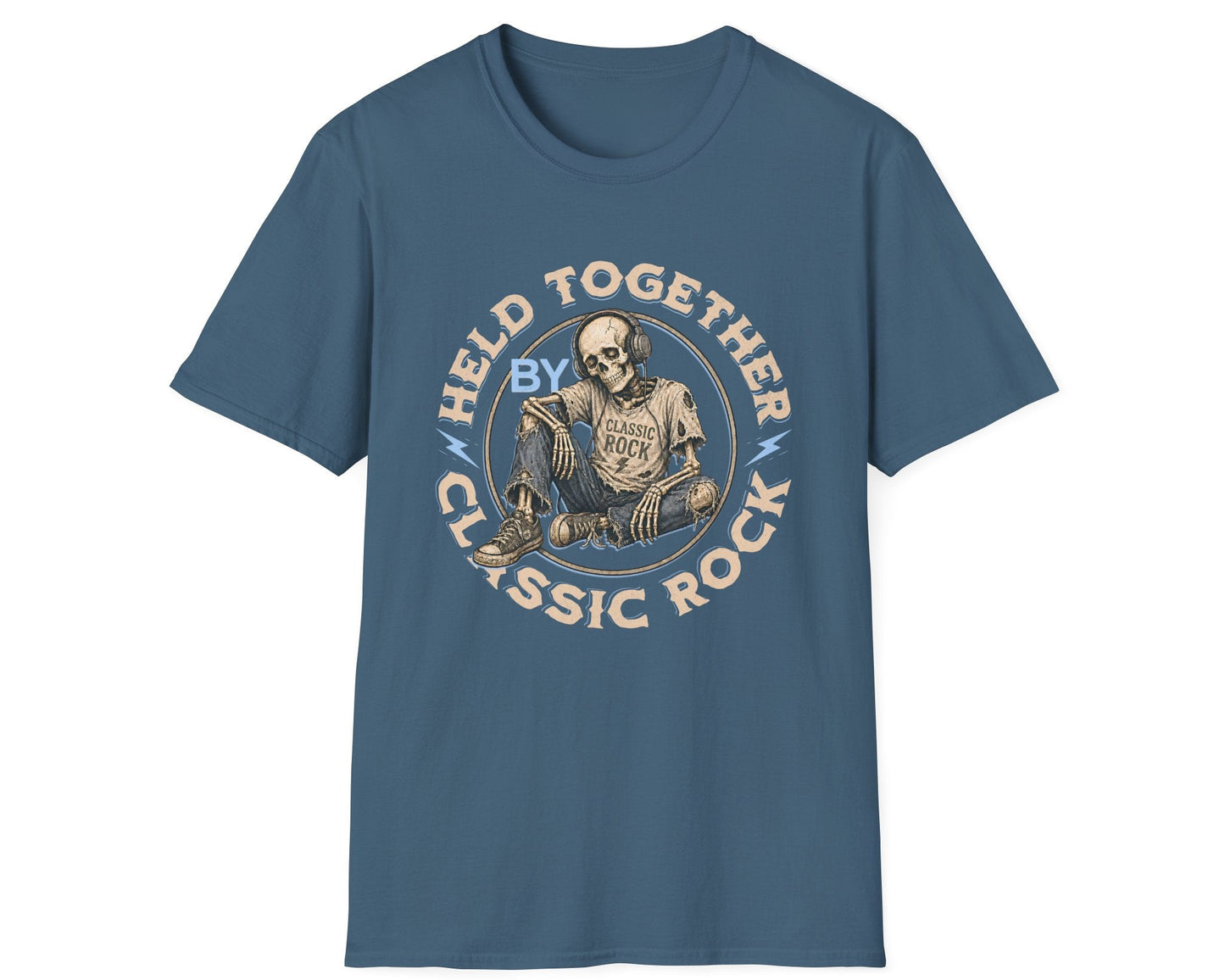 Held Together by Classic Rock Tee - Front Design - Gildan Softstyle