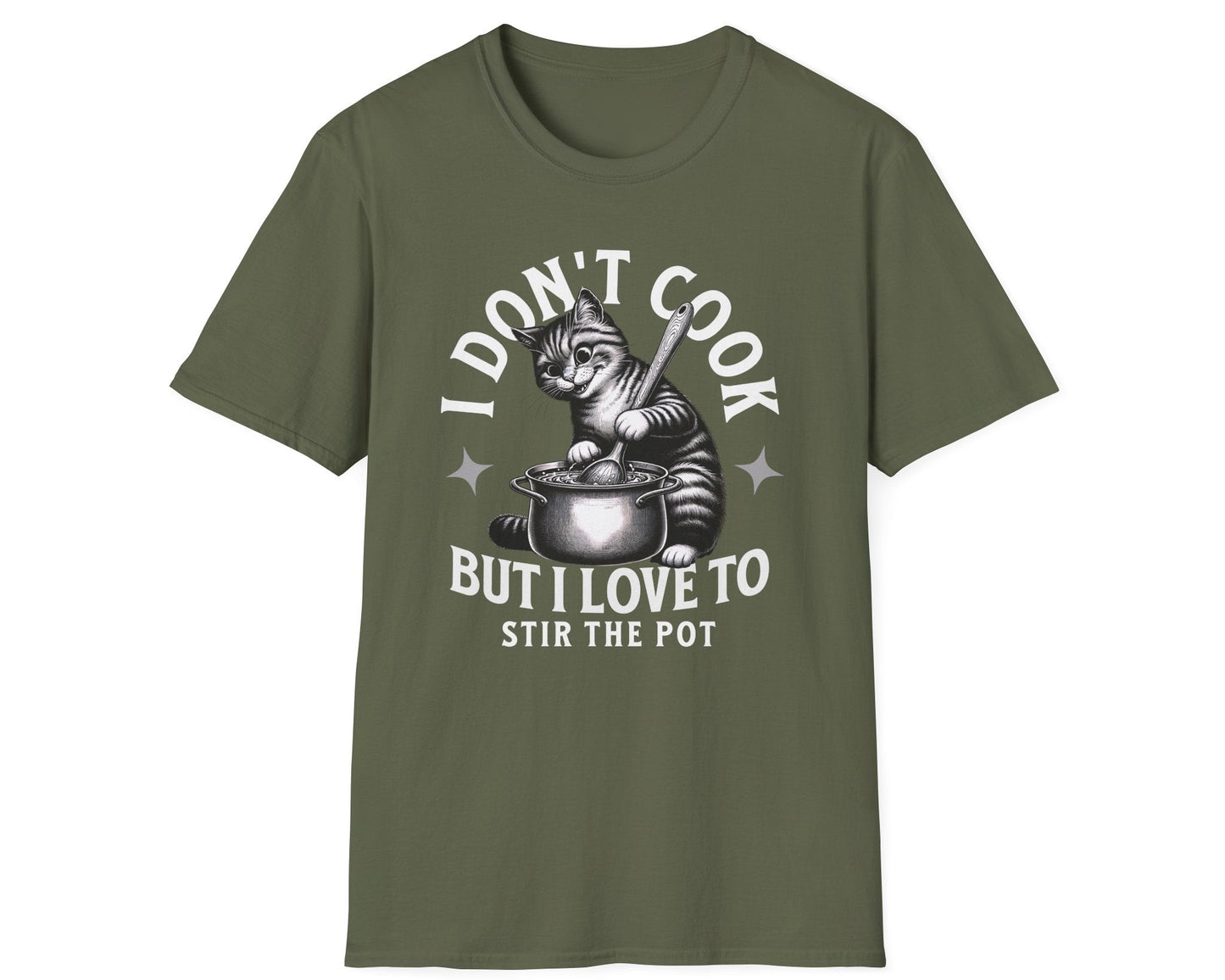Stir the Pot Tabby Cat Tee - Gildan Softstyle