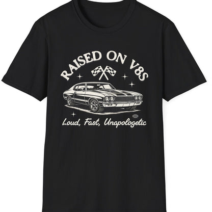 Raised on V8s Tee - Gildan Softstyle