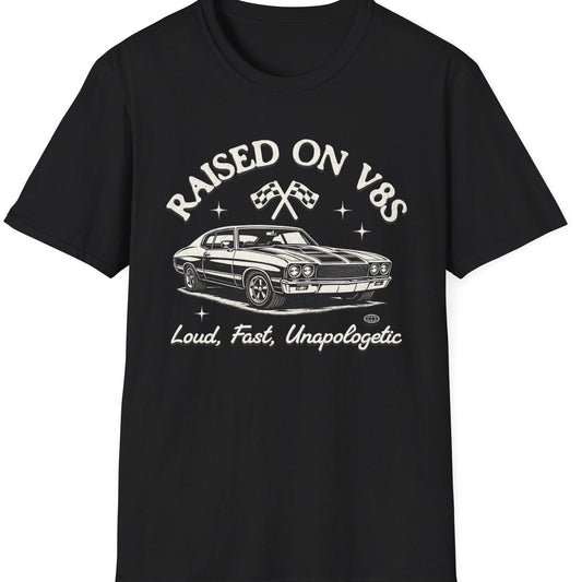 Raised on V8s Tee - Gildan Softstyle