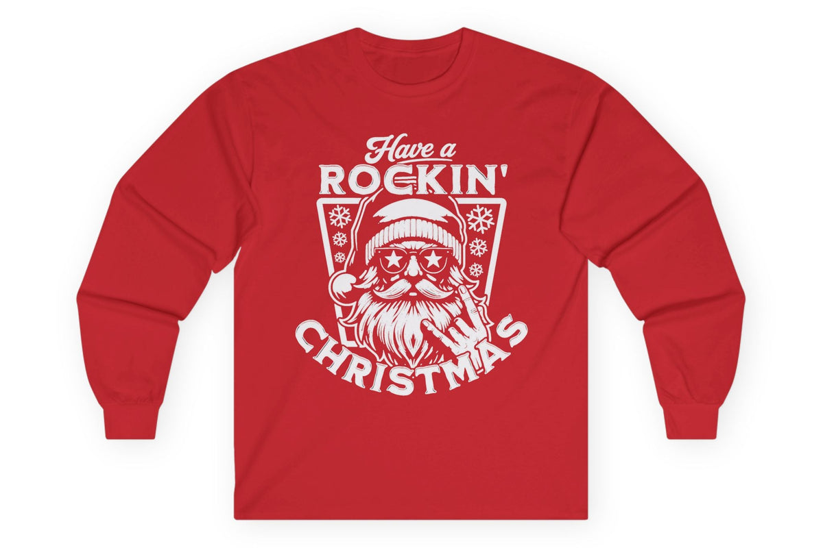 Rockin' Santa Long Sleeve Tee - Gildan Ultra