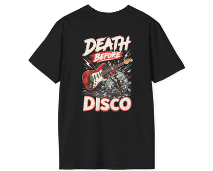 Death Before Disco Tee - Back + Pocket-style Design - Gildan Softstyle