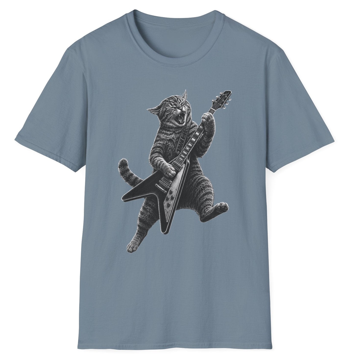 Rock Cat V Guitarist - Gildan Softstyle