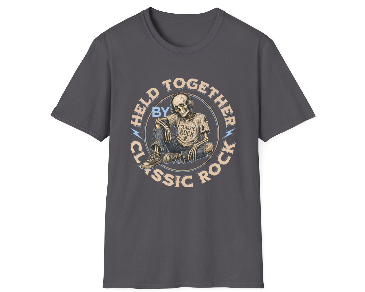 Held Together by Classic Rock Tee - Front Design - Gildan Softstyle
