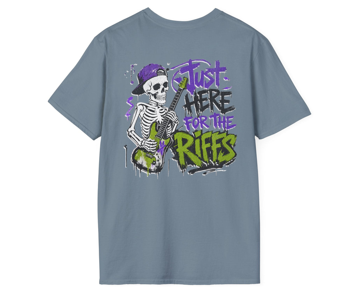 Skeleton Riffs Tee - Back + Pocket-style Design- Gildan Softstyle