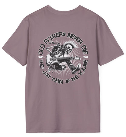 Old Rockers Never Die Tee - Back Design - Gildan Softstyle
