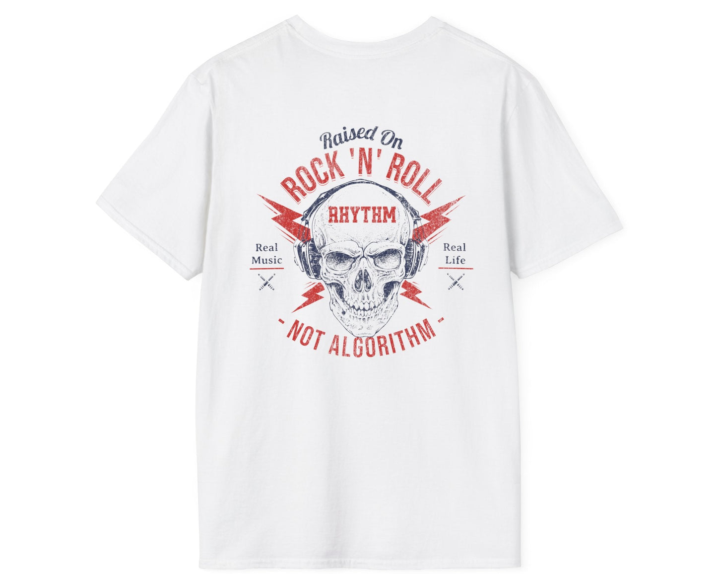 Rock 'N' Roll Rhythm Tee - Full  Back + Pocket-style Design - Gildan Softstyle