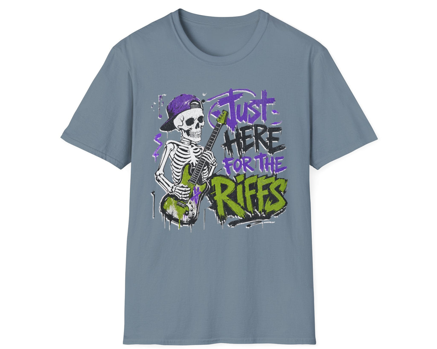Skeleton Riffs Tee - Front Graphic - Gildan Softstyle