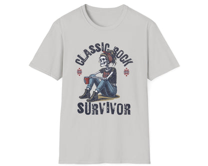 Classic Rock Survivor Skeleton Tee - Front Graphic - Gildan Softstyle