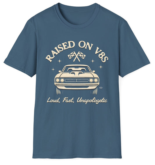 Raised on V8s Tee - Gildan Softstyle