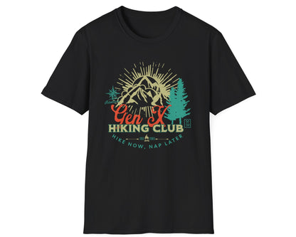 Gen X Hiking Club Retro Mountain Tee - Gildan Softstyle