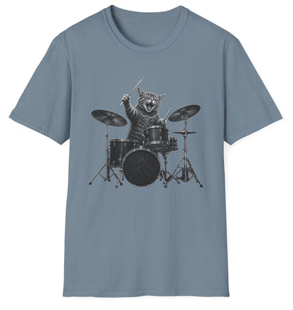 Rock Cat Drummer Tee - Gildan Softstyle