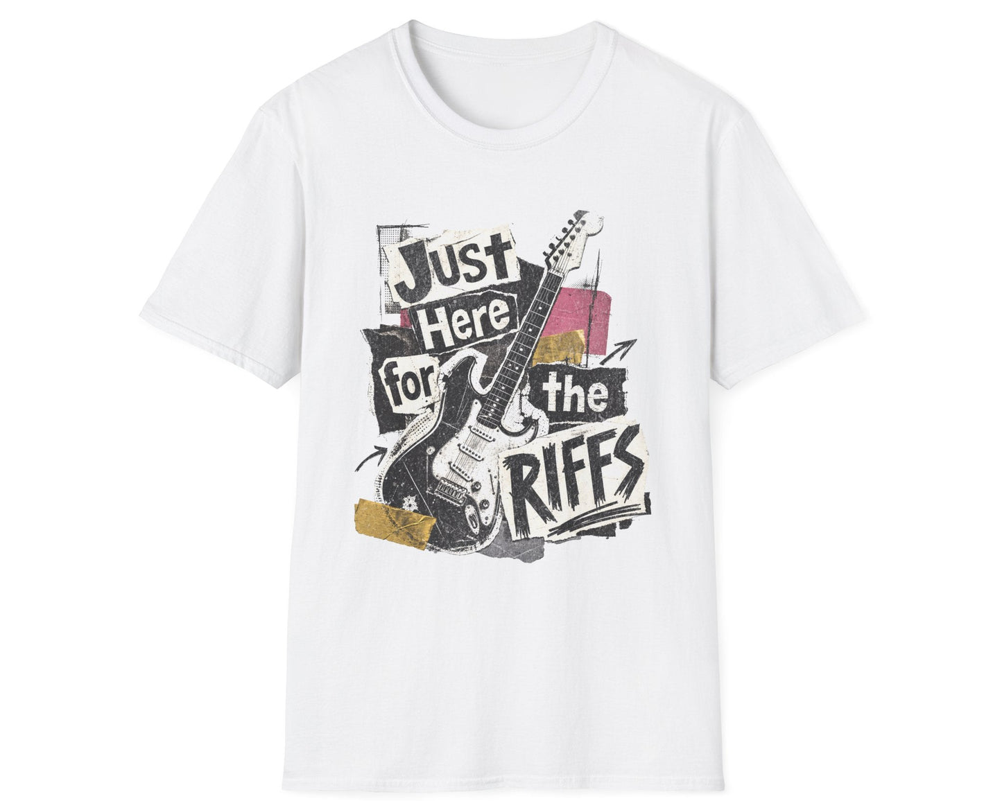Just Here for Riffs Tee - Front Graphic - Gildan Softstyle