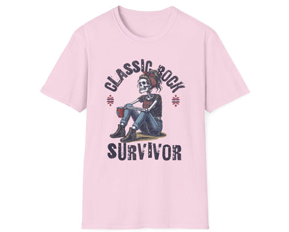 Classic Rock Survivor Skeleton Tee - Front Graphic - Gildan Softstyle