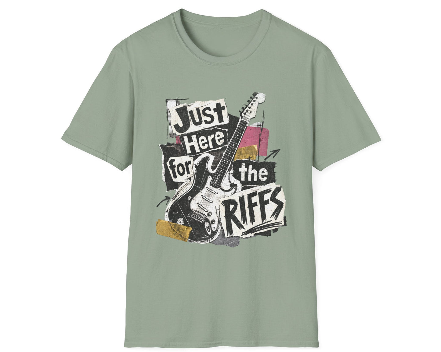 Just Here for Riffs Tee - Front Graphic - Gildan Softstyle