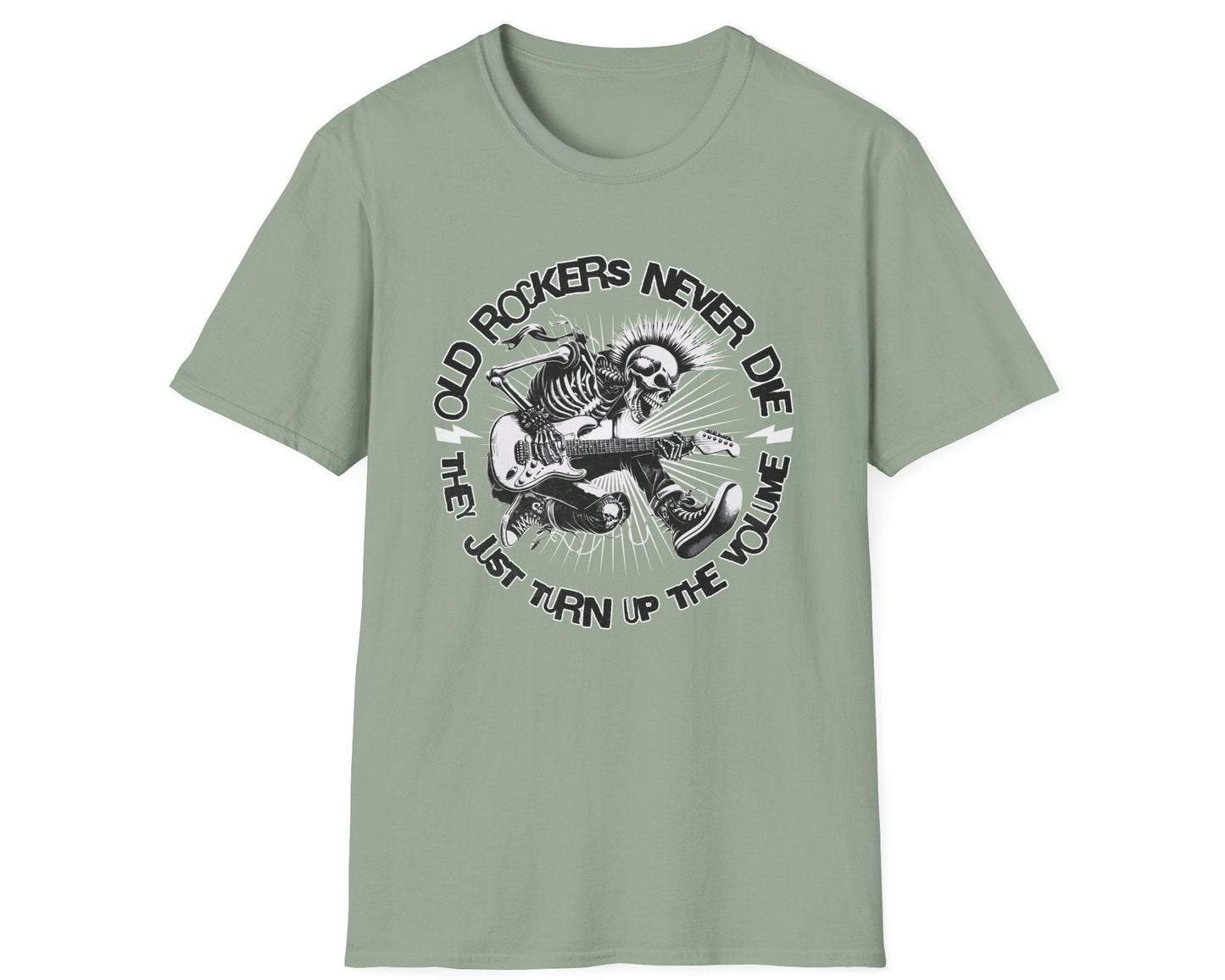 Old Rockers Never Die Tee - Front Graphic - Gildan Softstyle