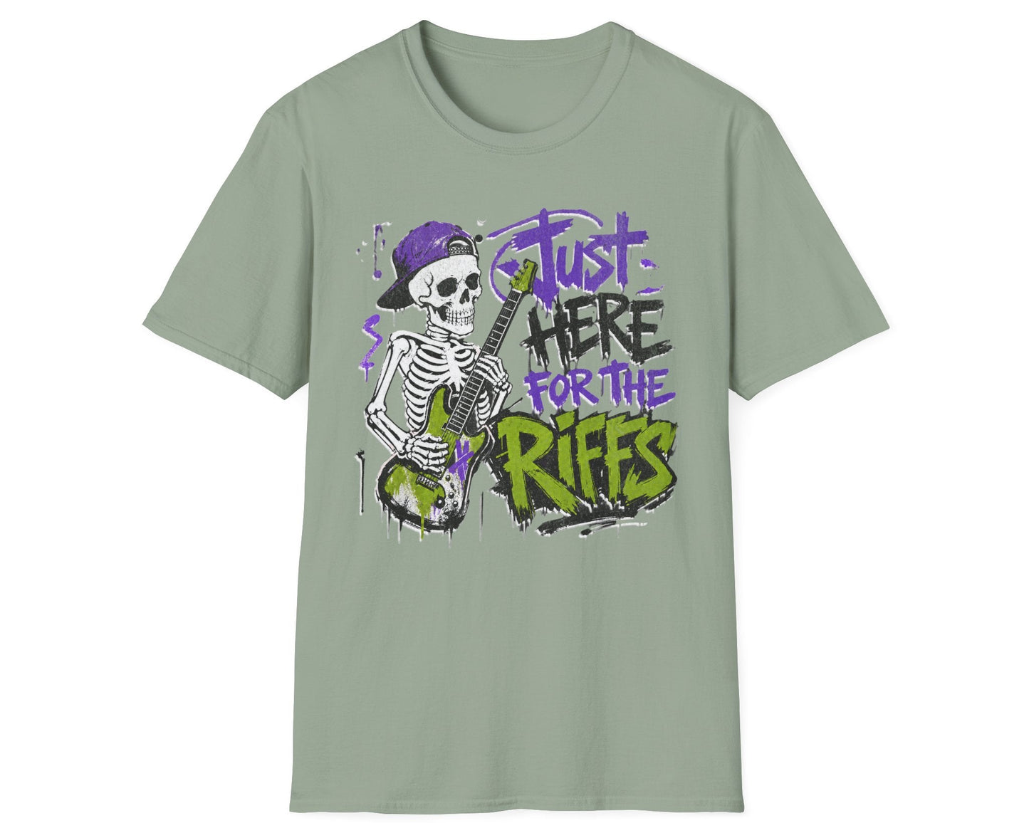 Skeleton Riffs Tee - Front Graphic - Gildan Softstyle