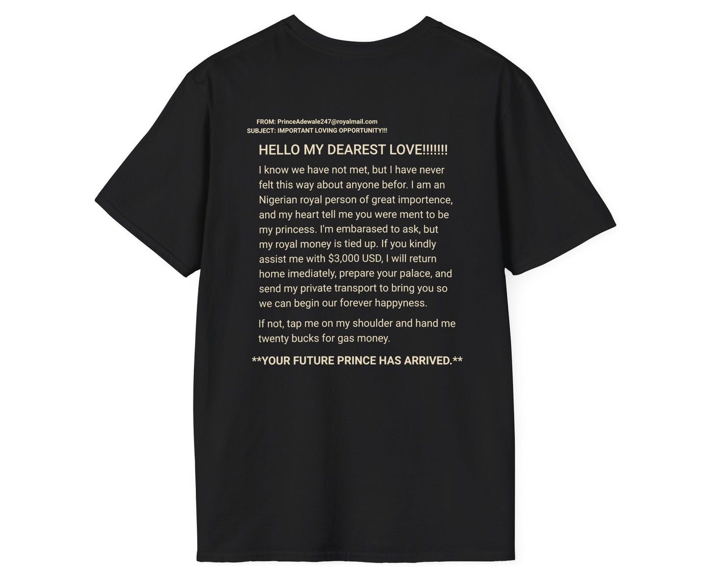 Future Prince Tee - Back + Pocket-style Design - Gildan Softstyle