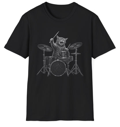 Rock Cat Drummer Tee - Gildan Softstyle