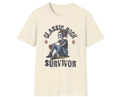 Classic Rock Survivor Skeleton Tee - Front Graphic - Gildan Softstyle